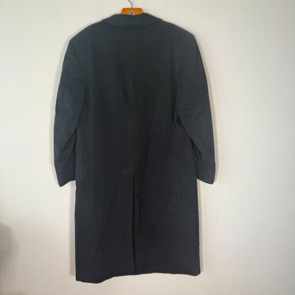 Samuelsohn Men's Navy Wool Cashmere  Long Coat Classic Minimalist Size 40 - Picture 2 of 10
